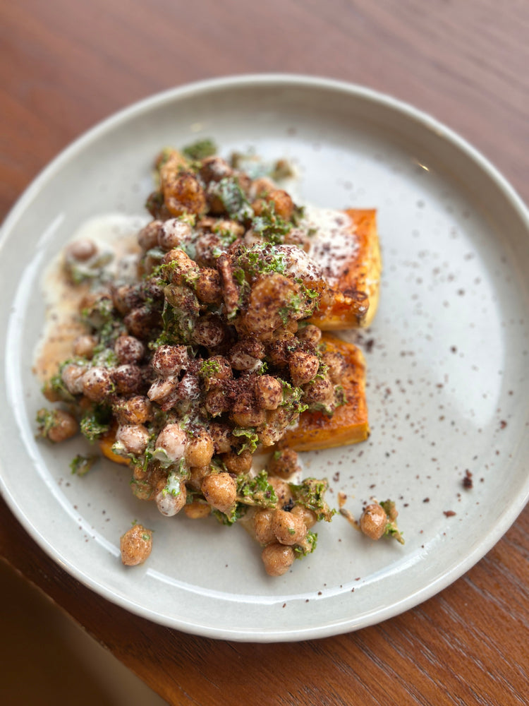 Loaded Sweet Potatoes with Crispy Chickpeas and Lemon Tahini
