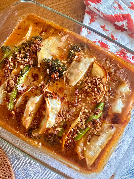 One Pan Red Curry Dumplings